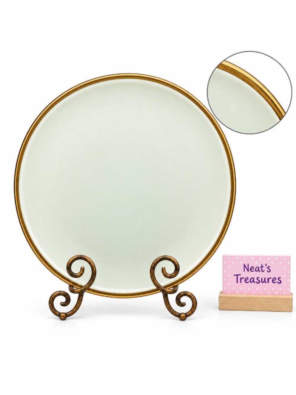 Mikasa NATURAL BEAUTY Cream Brown Trim Speckled 12.5" Round Serving Platter